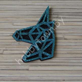 Патч-заготовка Единорог 50 мм (цв. чёрный/бирюзовый) 1шт.