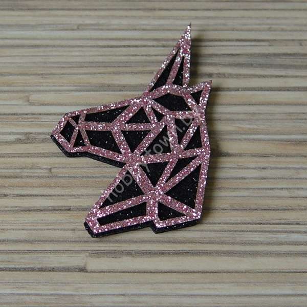 Патч-заготовка Единорог 50 мм (цв. чёрный/розовый) 1шт.