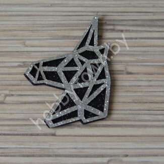 Патч-заготовка Единорог 50 мм (цв. чёрный/серебро) 1шт.