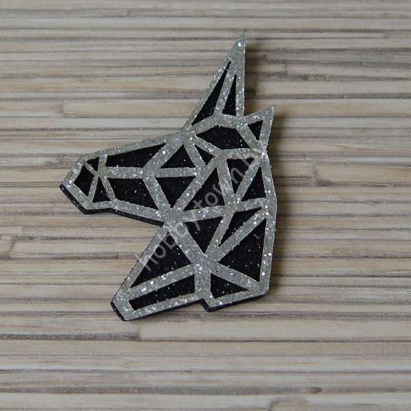 Патч-заготовка Единорог 50 мм (цв. чёрный/серебро) 1шт.