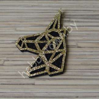 Патч-заготовка Единорог 50 мм (цв. чёрный/золото) 1шт.