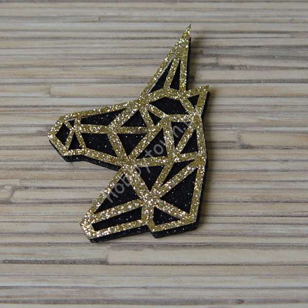 Патч-заготовка Единорог 50 мм (цв. чёрный/золото) 1шт.