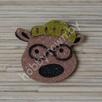 Патч-заготовка Мишка в шапочке 50 мм (цв. коричневый) 1шт.