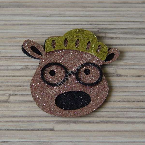 Патч-заготовка Мишка в шапочке 50 мм (цв. коричневый) 1шт.