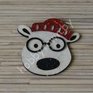 Патч-заготовка Мишка в шапочке 50 мм (цв. белый) 1шт.