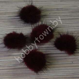 Помпон из натурального меха 3 см (цв. бордовый 4) 1 шт.