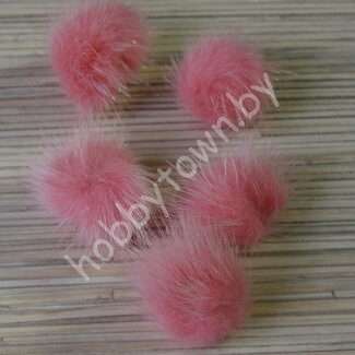 Помпон из натурального меха 3 см (цв. розовый 18) 1 шт.