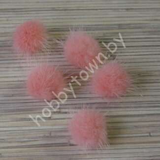Помпон из натурального меха 3 см (цв. розовый персик 39) 1 шт.