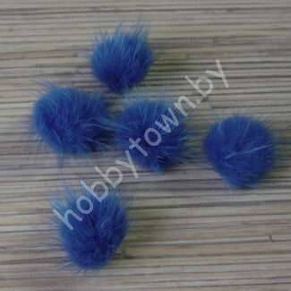 Помпон из натурального меха 3 см (цв. синий 37) 1 шт.