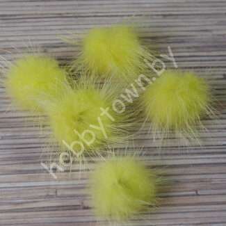 Помпон из натурального меха 3 см (цв. жёлтый 22) 1 шт.