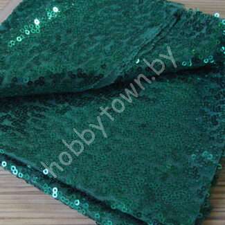 Ткань с пайетками на сетке 30x30 см (цв.изумрудный)