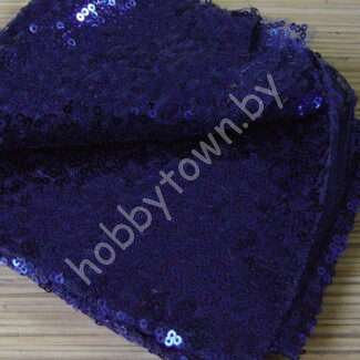 Ткань с пайетками на сетке 30x30 см (цв.синий)