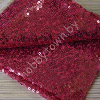 Ткань с пайетками на сетке 30x30 см (цв.яр. розовый)