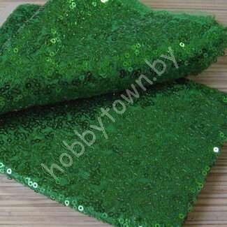 Ткань с пайетками на сетке 30x30 см (цв.зелёный)
