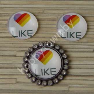 Кабошон LIKE, 25 мм (стекло) 1шт.