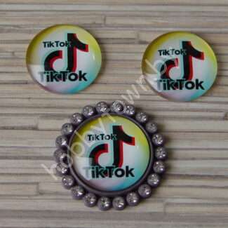 Кабошон TikTok, 25 мм (стекло) 1шт.