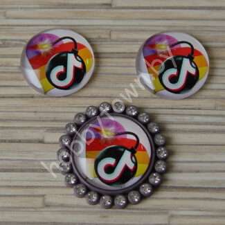 Кабошон TikTok, 25 мм (стекло) 1шт.