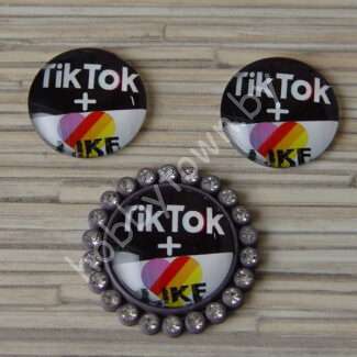 Кабошон TikTok+Like, 25 мм (стекло) 1шт.