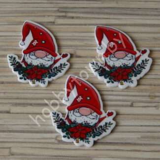 Кабошон-вырубка Гномик в красном колпаке, 32x37 мм 1шт.