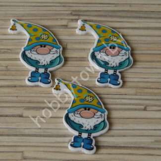 Кабошон-вырубка Гномик в жёлтом колпаке, 32x37 мм 1шт.