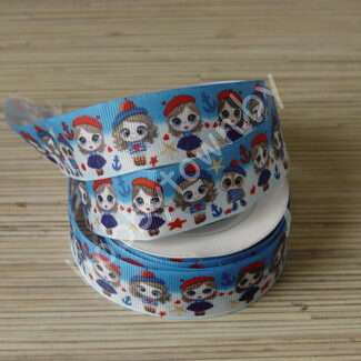 Лента репсовая 25 мм с рисунком Девочки, 1 м