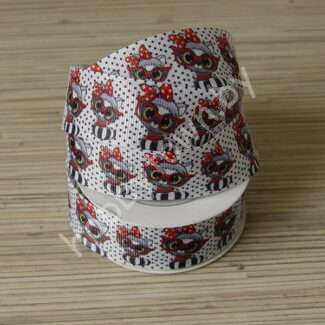 Лента репсовая 25 мм с рисунком Енотик, 1 м