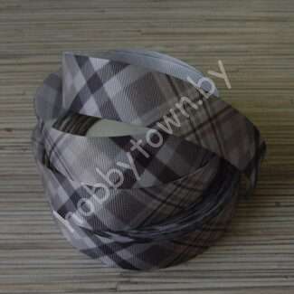 Лента репсовая 25 мм с рисунком Ромбы (цв. чёрный/серый) 1 м