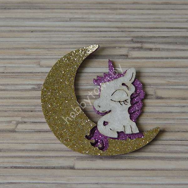 Патч-заготовка Единорожка на луне 50 мм (цв. сиреневый) 1шт.