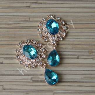 Серединка ювелирная с подвеской 25×45 мм (цв.золото/голубой 15) 1 шт.