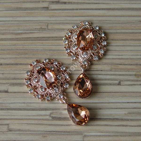 Серединка ювелирная с подвеской 25×45 мм (цв.золото/персиковый 5) 1 шт.