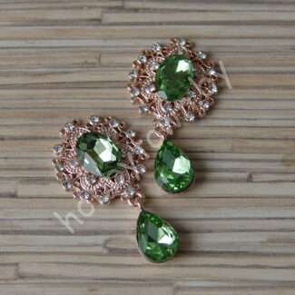 Серединка ювелирная с подвеской 25×45 мм (цв.золото/св-зелёный 17) 1 шт.