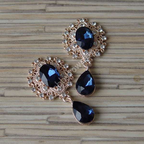 Серединка ювелирная с подвеской 25×45 мм (цв.золото/тёмно-синий 22) 1 шт.