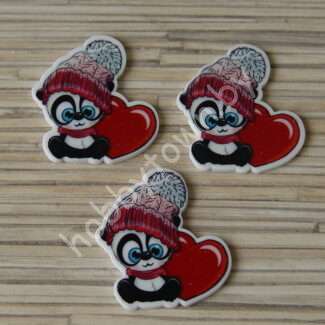 Кабошон-вырубка Пандочка в шапочке , 32x37 мм 1шт.