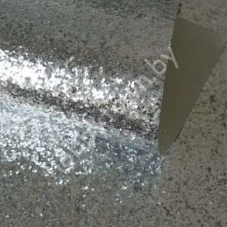 Кожзам с крупными блёстками (цв. серебро)