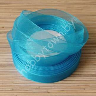 Лента органза 20 мм (цв. бирюзовый) 1 метр