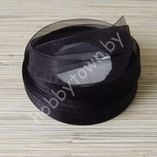 Лента органза 20 мм (цв. чёрный) 1 метр