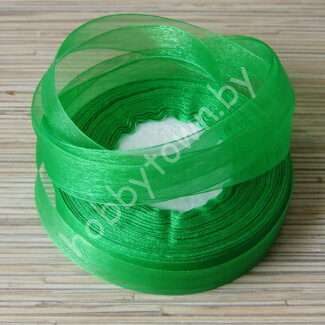 Лента органза 20 мм (цв. зелёный) 1 метр