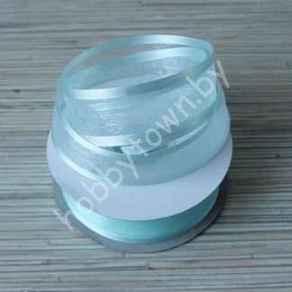 Лента органза с атласным краем 25 мм (цв.голубой 11) 1 метр