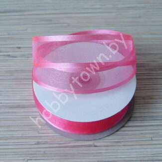 Лента органза с атласным краем 25 мм (цв.розовый 05) 1 метр