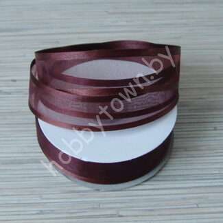 Лента органза с атласным краем 25 мм (цв.шоколадный 70) 1 метр