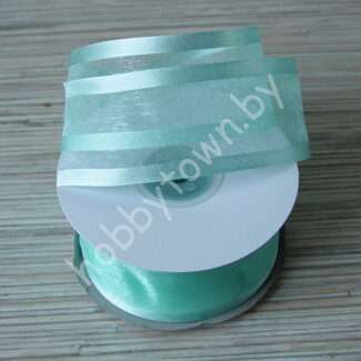 Лента органза с атласным краем 40 мм (цв.аквамариновый 181) 1 метр