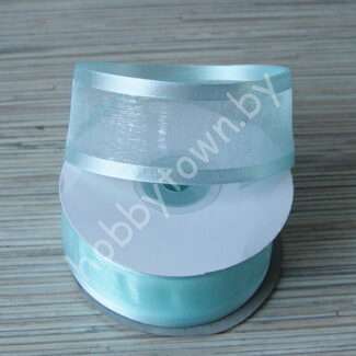 Лента органза с атласным краем 40 мм (цв.голубой 11) 1 метр