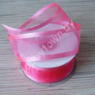 Лента органза с атласным краем 40 мм (цв.розовый 05) 1 метр