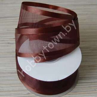 Лента органза с атласным краем 40 мм (цв.шоколадный 70) 1 метр