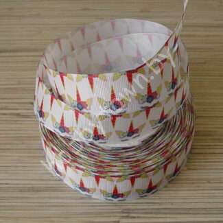 Лента репсовая 2,5 см Единорог (цв. белый с веночком) 1м