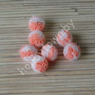 Помпон декоративный 15 мм (цв. белый-персиковый) 1 шт.