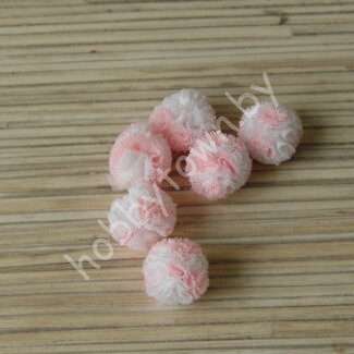 Помпон декоративный 15 мм (цв. белый-розовый) 1 шт.