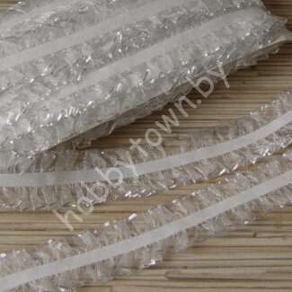 Тесьма с люрексом на резинке 25 мм ( цв белый/серебро) 1 м