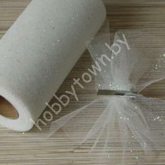 Фатин средней жёсткости с блёстками, ширина 15 см, (цв. айвори 33) 1 метр