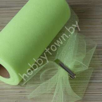 Фатин средней жёсткости с блёстками, ширина 15 см, (цв. лаймовый 29) 1 метр